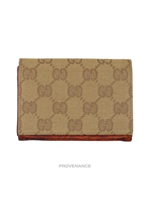 Gucci Pocket Organizer Wallet - Brown GG Canvas Crocodile