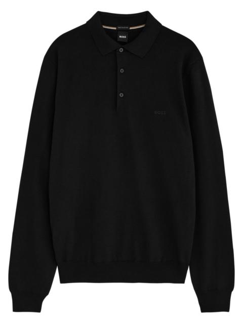 Boss Logo Knitted Wool Polo Shirt