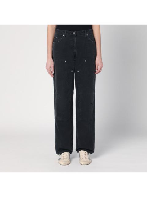 Golden Goose Wide Black Trousers In Denim Women