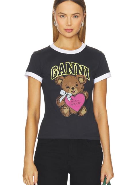 GANNI Basic Cotton Jersey Bear Fitted T-shirt