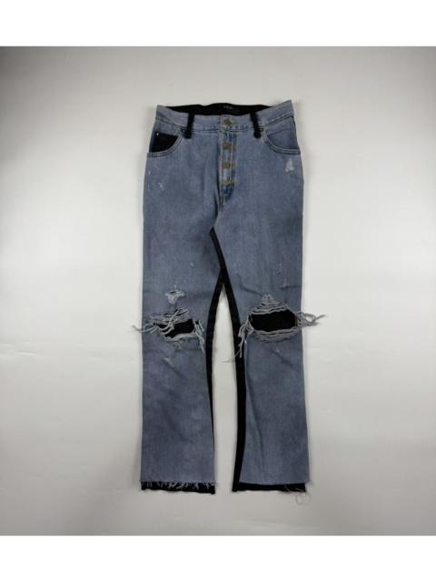 AMIRI Amiri Leather & Denim Cropped Flare Jeans