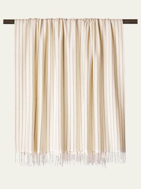 Loro Piana Gessato Pinstripe Cashmere Throw Blanket