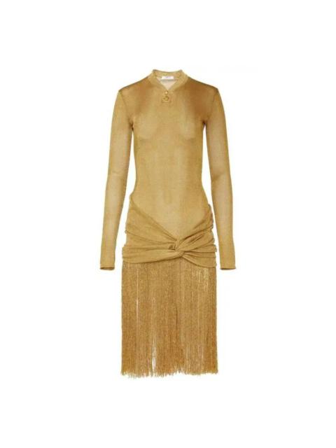 FERRAGAMO Ferragamo Midi Lurex Dress With Fringed Skirt