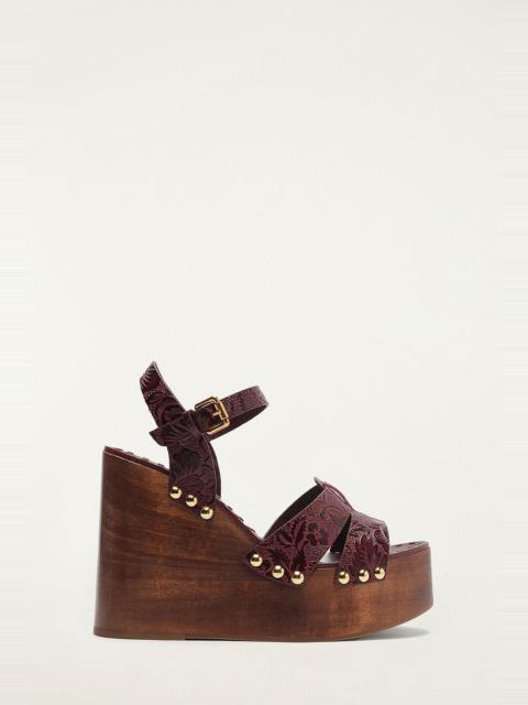 FARM RIO Brown Studded Embossed Wedge Sandal