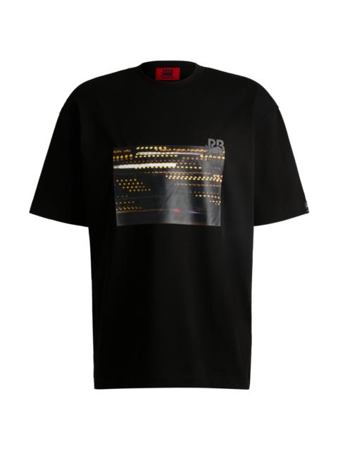 HUGO HUGO X RB COTTON-JERSEY T-SHIRT WITH RACING PRINT
