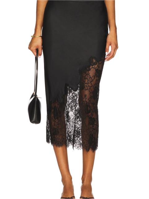 Fleur du Mal Silk And Lace Scallop Midi Skirt