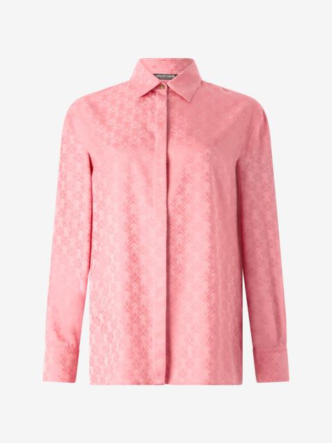 Roberto Cavalli Silk Blend Shirt with Mirror Snake Monogram Print