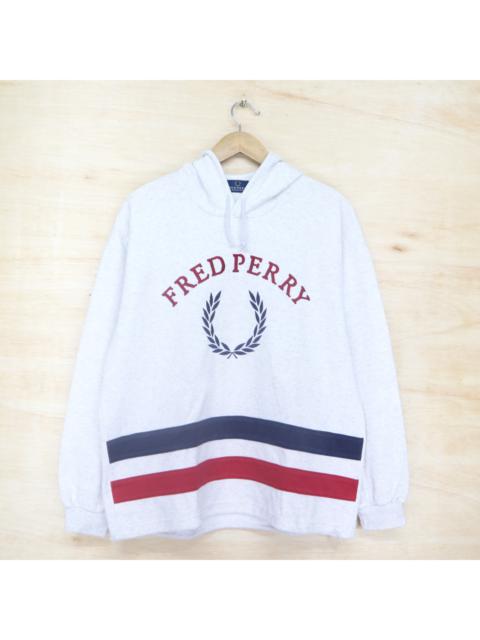 Vintage 90s FRED PERRY Big Logo Embroidered Sweater Sweatshirt Hoodie Pullover Jumper Made In Japan