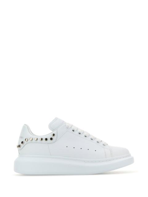 Alexander Mcqueen Women White Leather Sneakers With White Leather Heel