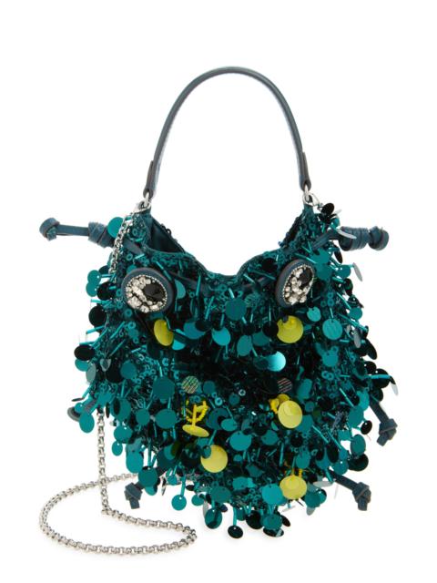 Anya Hindmarch Anya Hindmarch Beetle Sequin Crossbody in Dark Teal at Nordstrom