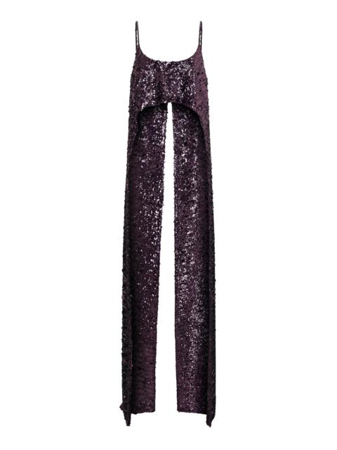 rabanne Sequin-Embellished Longline Top purple