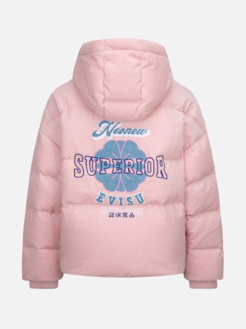 EVISU DENIM PATCHWORK CORDUROY DOWN JACKET