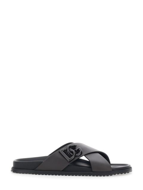 Dolce & Gabbana Dolce & Gabbana Men Brown Leather Sandals With Dg Logo Detail On The Front For Men