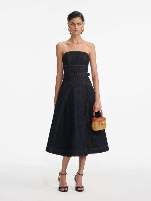 self-portrait Indigo Denim Bandeau Midi Dress