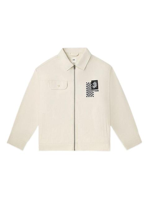 Vans Vans Printing Embroidered lapel Zipper Long Sleeves Jacket Unisex White VN0A7Q193KS
