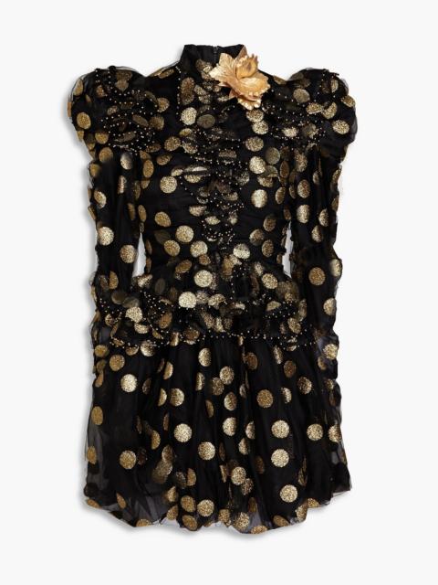Zimmermann Ruffled glittered tulle mini dress