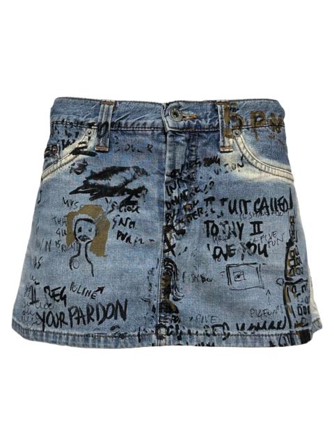 Other Designers D&G - D&G Fall Winter 2000 Graffiti Print Denim Mini Skirt