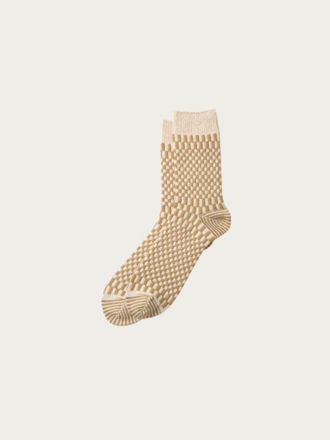 ROTOTO® Checkerboard Pattern Socks - Khaki