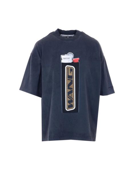 Alexander Wang SHORT SLEEVE TEE W/ LIGHTER GRAPHIC (WASHED BLACK)