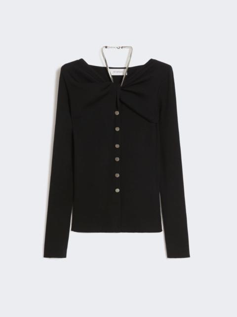 Sportmax Wool cardigan with chain - black