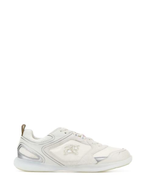 Burberry Burberry Men White Fabric And Leather Sneakers