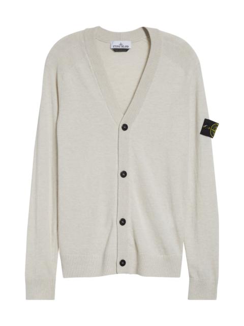Stone Island Stone Island Compass Logo Patch Virgin Wool Cardigan in V0M93 Ivory Melange at Nordstrom