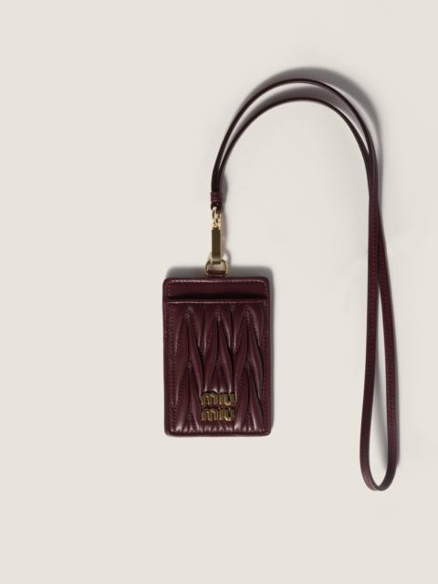 Miu Miu Matelassé nappa leather badge holder