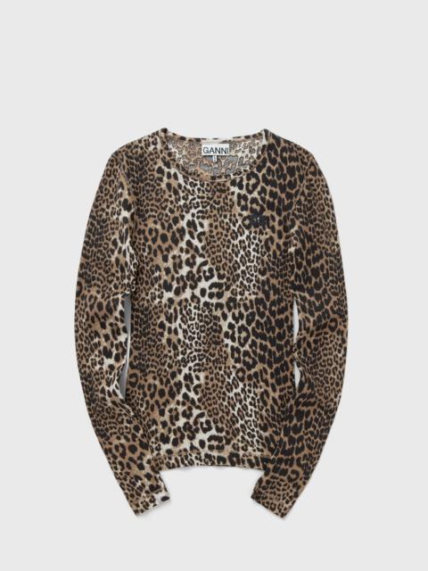 GANNI Soft Cotton Rib Leo Long Sleeve