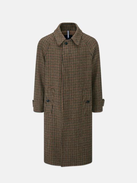 GLOVERALL Men's Hynes Harris Tweed Coat Brown Houndstooth