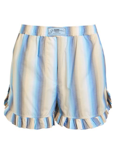 Ganni Ombre Stripe Cotton-poplin Shorts