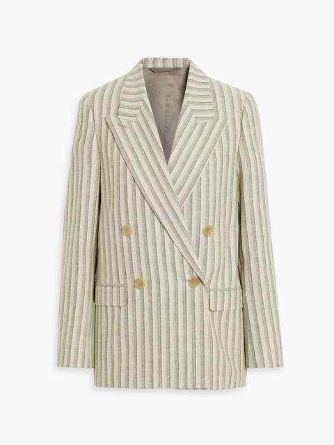 Acne Studios Double-breasted striped wool and cotton-blend tweed blazer