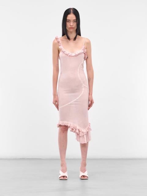 ioannes Pink Asymmetric Ruffle Midi Dress
