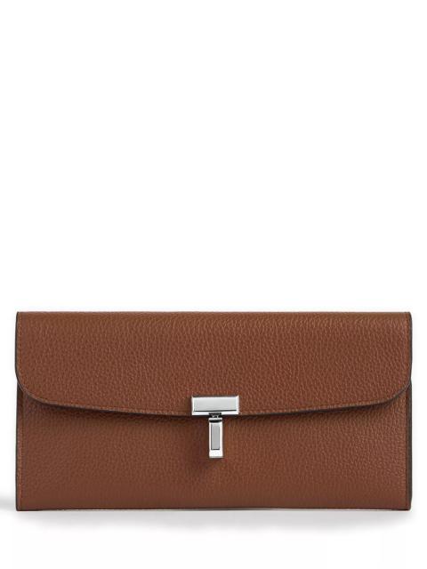 TOTEME T-Lock Leather Wallet in Dark Brown
