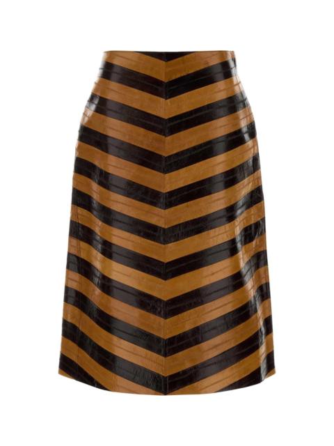 FENDI Two-tone Leather Skirt