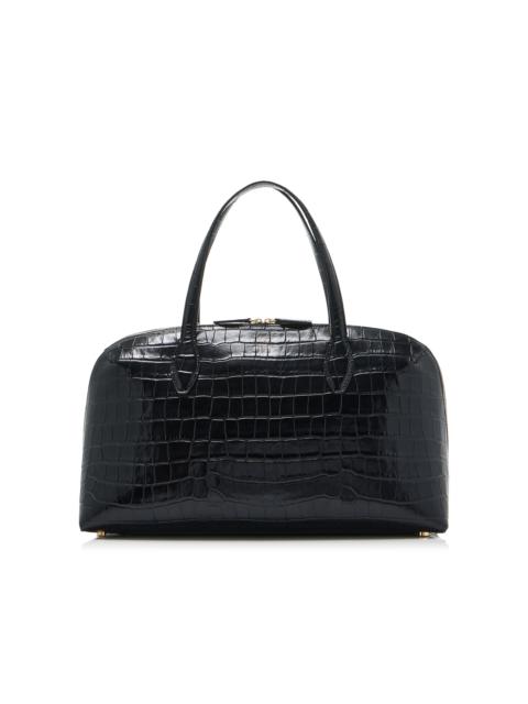 TOTEME Lounge Medium Croc-Embossed Leather Tote Bag black
