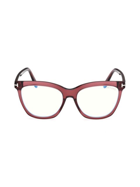 TOM FORD TOM FORD 54mm Butterfly Blue Light Blocking Optical Glasses in Transparent Wine /Blue Block at Nords