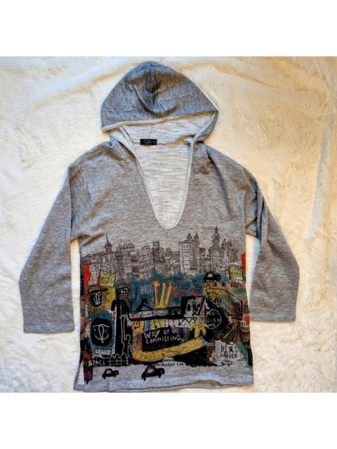 Other Designers INOAH Hooded Tunic Graffiti Cityscape Front/Back Image Women's Medium