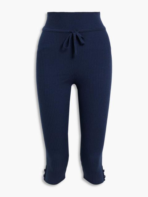 LIVE THE PROCESS Cropped ribbed-knit track pants