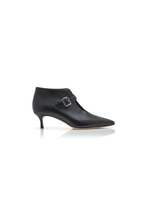 Manolo Blahnik Black Nappa Leather Ankle Boots