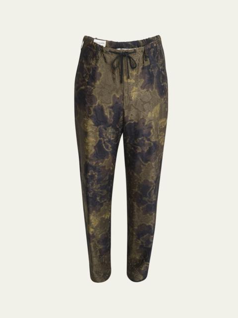 Men's Floral Jacquard Drawstring Pants