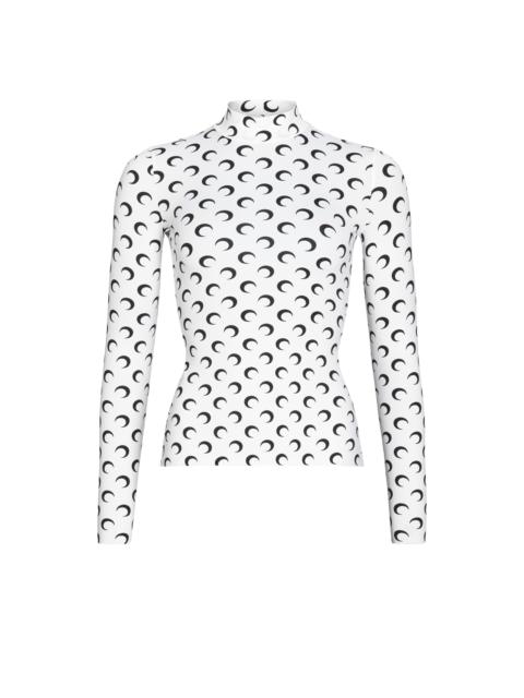 Marine Serre Recycled Moon Jersey Second Skin Highneck Top
