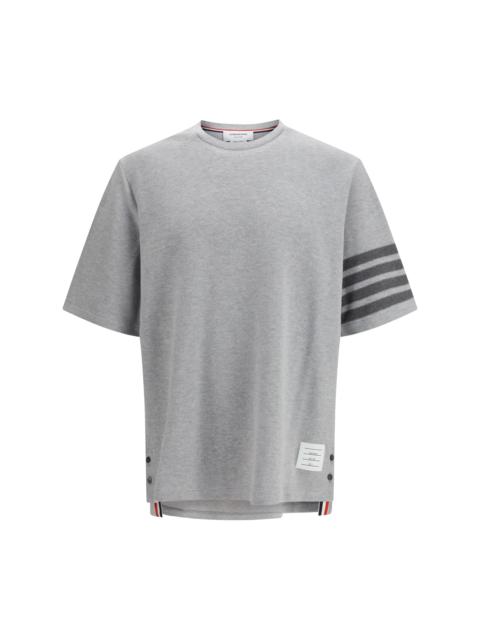 Thom Browne Thom Browne Textured Cotton Piqué T-shirt Pale Grey