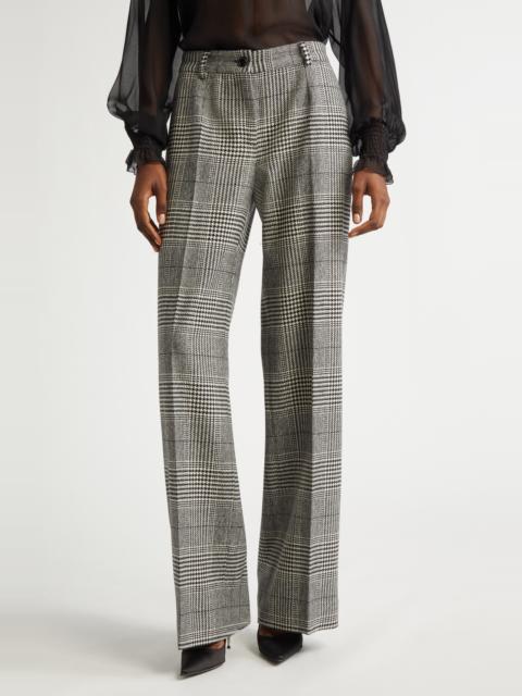 Dolce & Gabbana Dolce&Gabbana Houndstooth Check Wool & Cashmere Wide Leg Trousers in S8100 Quadri-Check-Tartan at No