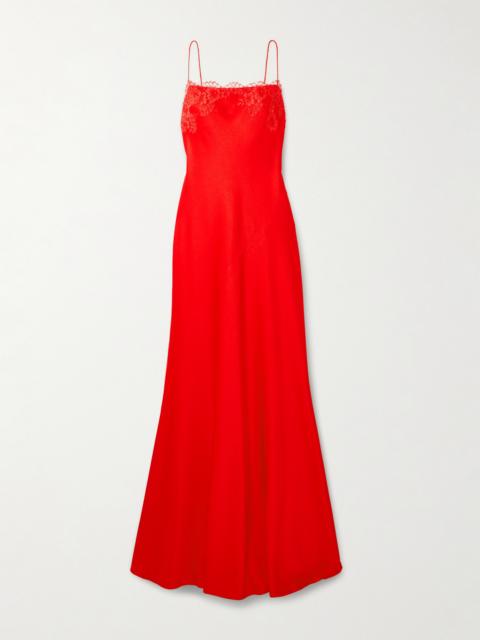 ALEX PERRY Lace-trimmed Satin-crepe Gown