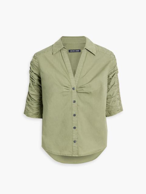 VERONICA BEARD Porta ruched cotton-poplin shirt