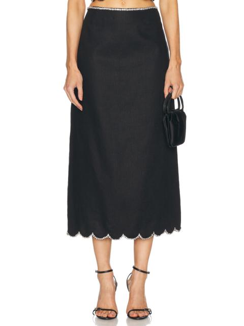 Zimmermann Crush Scalloped Midi Skirt