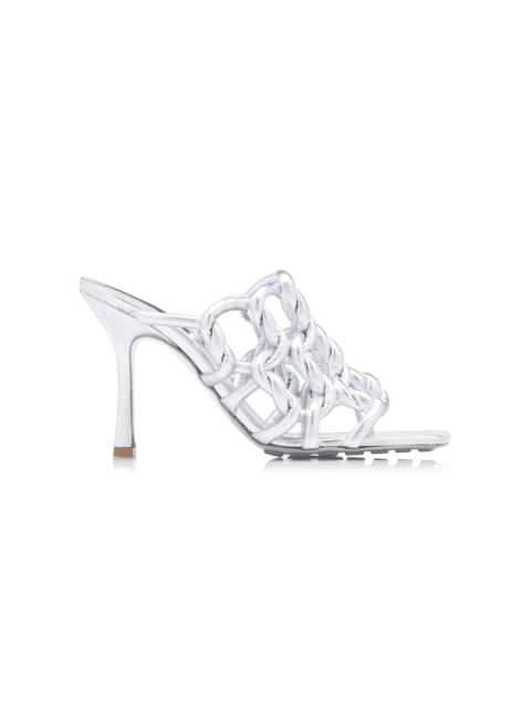 Bottega Veneta Stretch Metallic Leather Sandals silver