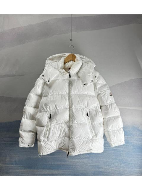 Moncler Moncler Maire White Nylon Logo-Zip Down Jacket