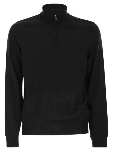 BOSS Boss Men Virgin Wool Jumper With Zip Collar