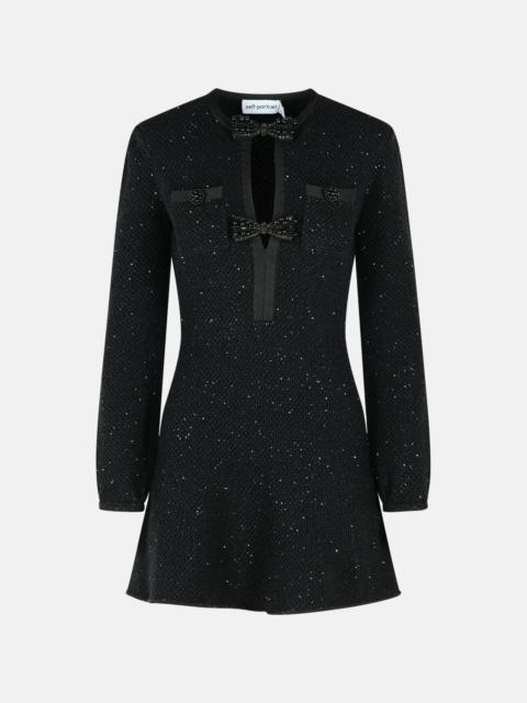 self-portrait 'SEQUIN' BLACK COTTON BLEND DRESS